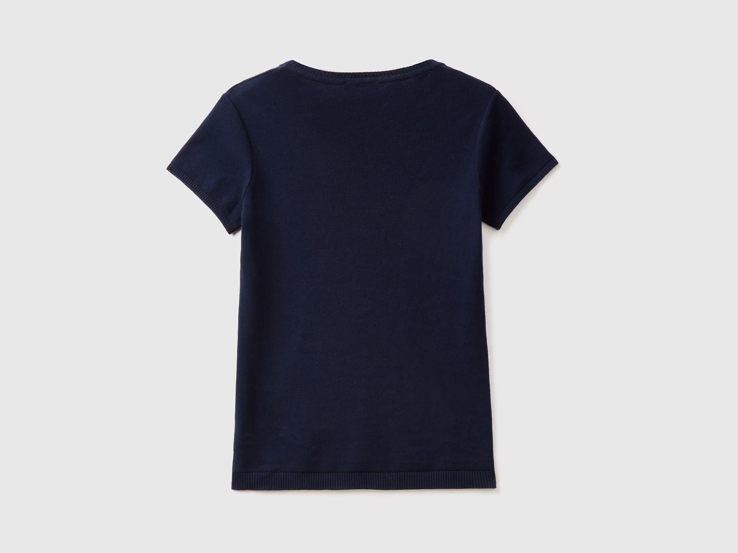 Short sleeve sweater in 100% cotton - Dark Blue | Benetton