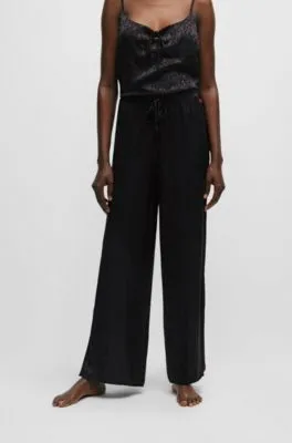 Signature-jacquard pajama bottoms with side slits