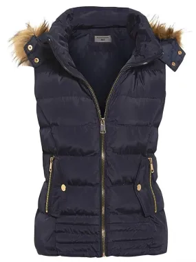 Size 8 10 12 14 Womens GILET BODYWARMER Ladies JACKET PADDED Coat Waistcoat Fur