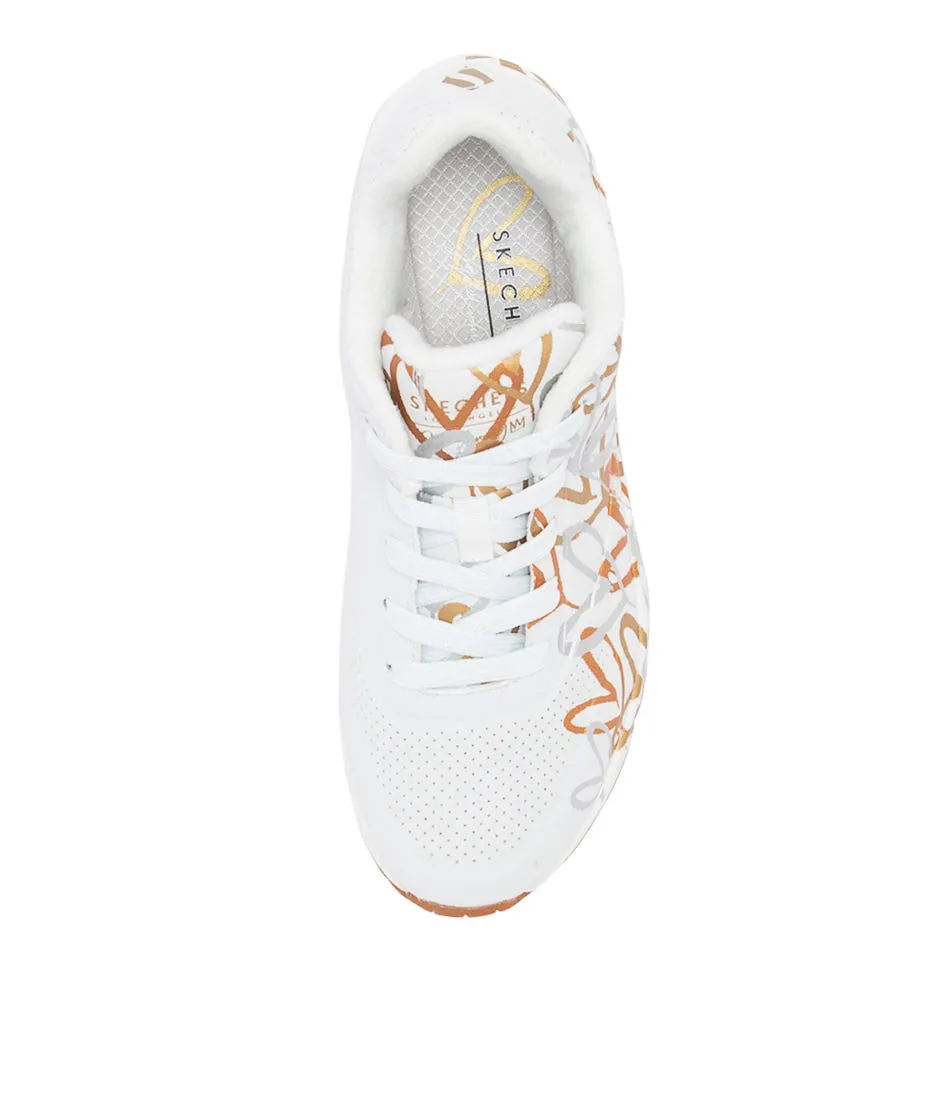 SKECHERS Uno White Gold Sneakers