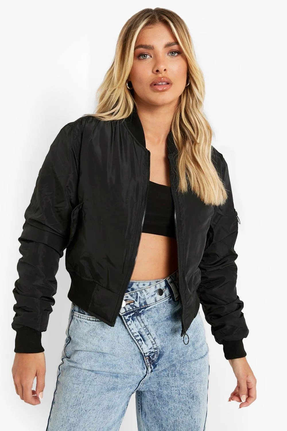 Sleeve Detail Bomber Jacket