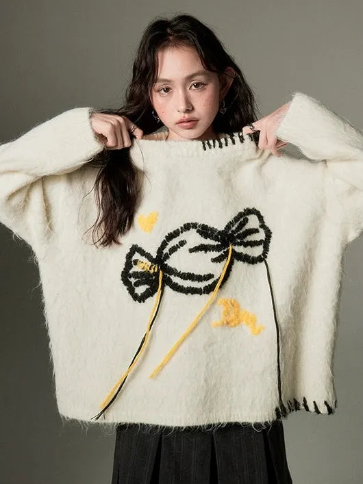 Soft Waxy Candy Embroidered Sweater