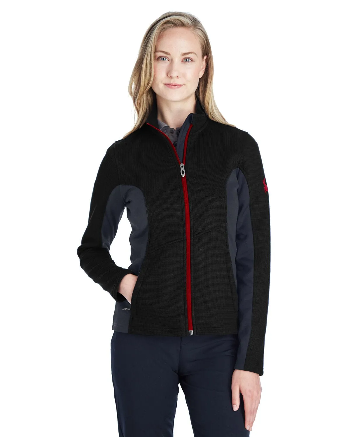 Spyder Ladies Constant Full Zip Sweater Fleece Black/ Plr/ Red 187335