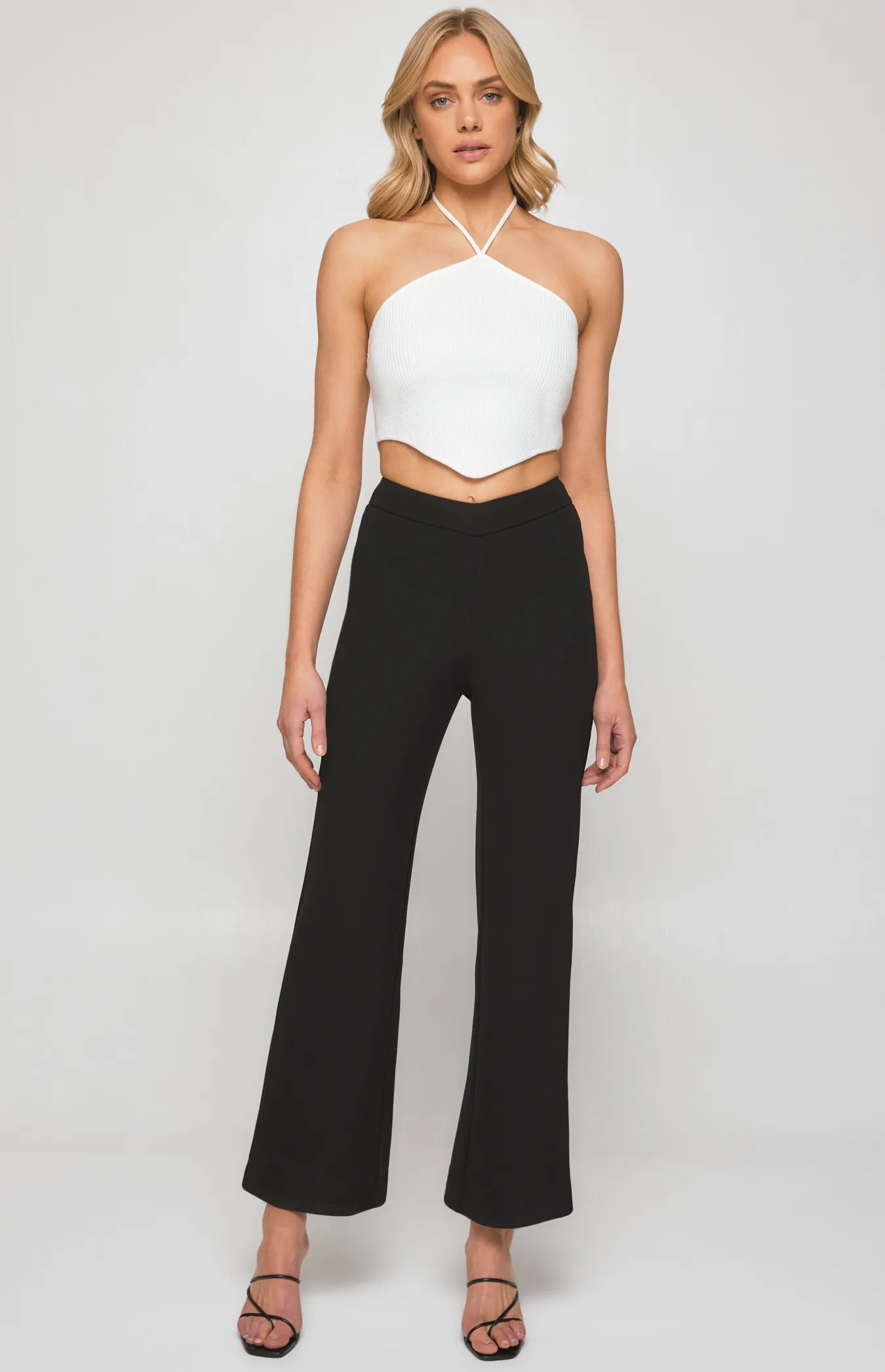 Stretch Fabric V Waist Flare Pants (WPA230B) 