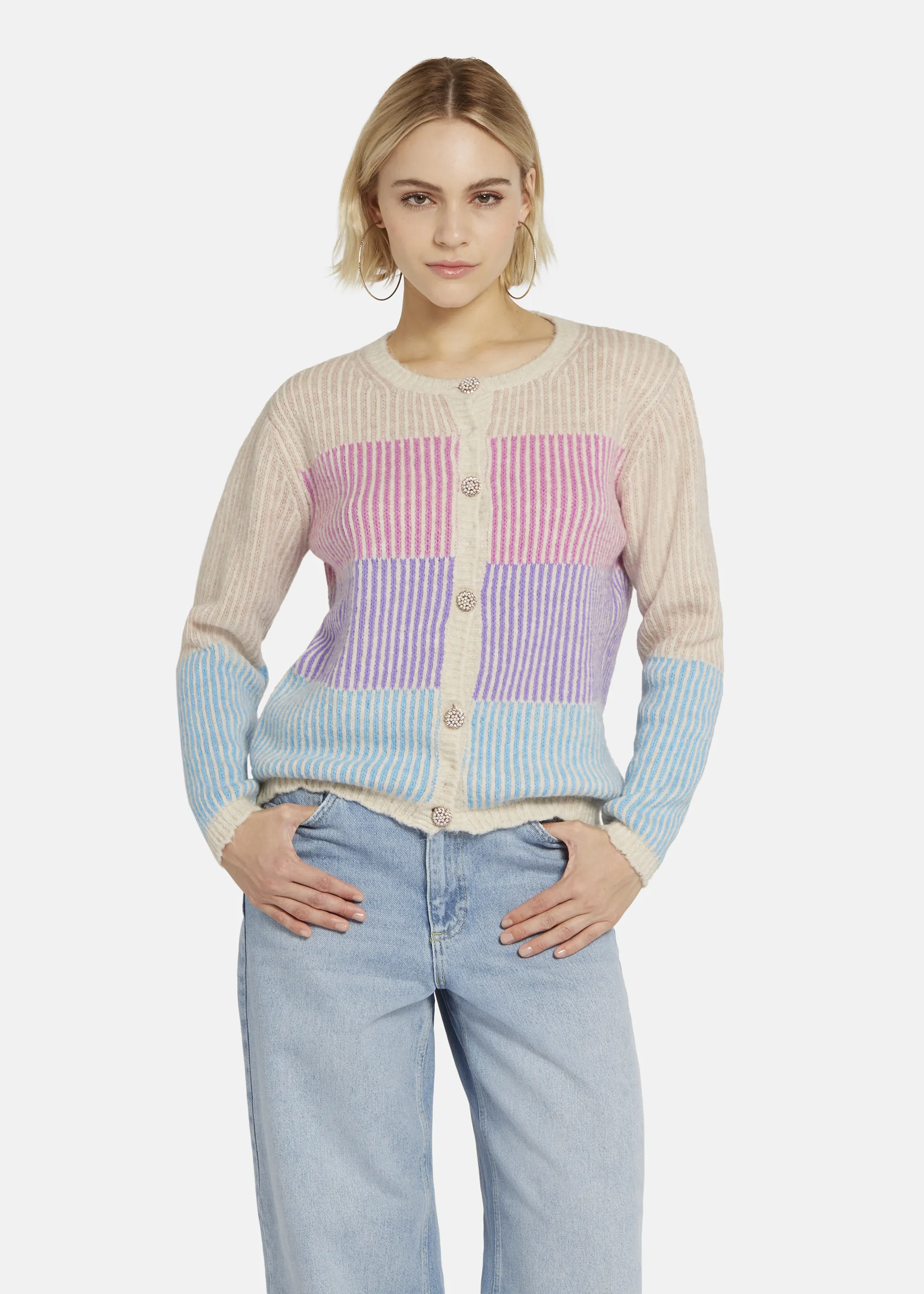 Striped Cardigan SINOWA in CREAM MULTICOLOR