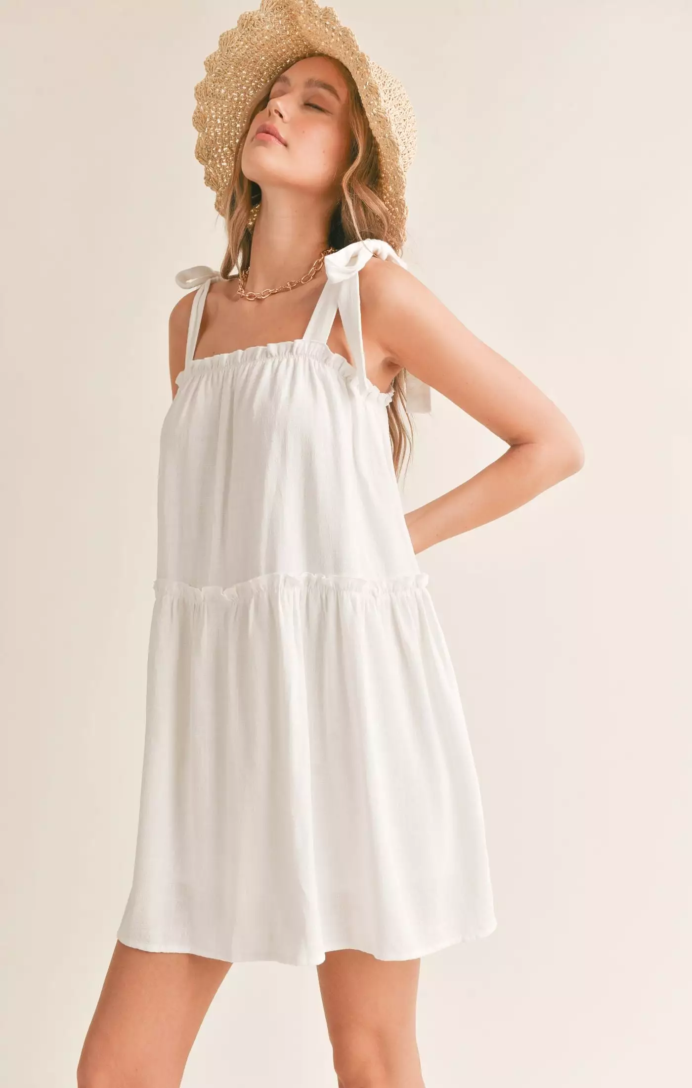 Sugarloaf Tiered Dress with Tie Straps