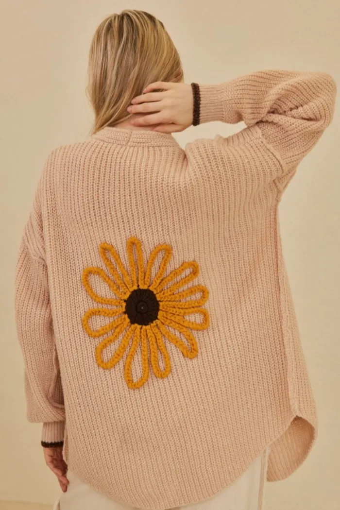 Sunflower Embroidered Cardigan