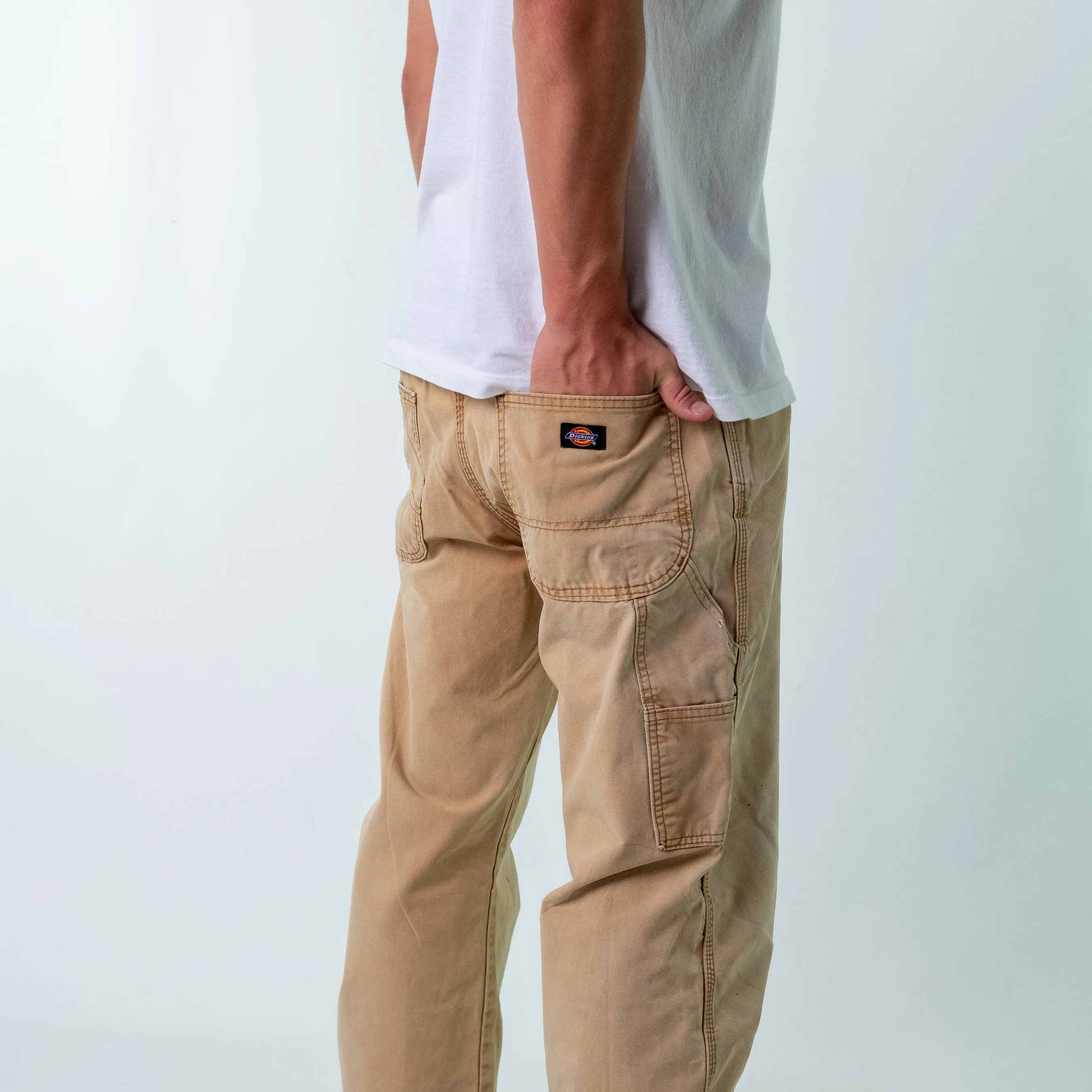 Tan 90s Dickies Canvas Carpenter Jeans Baggy Pants (36x34)