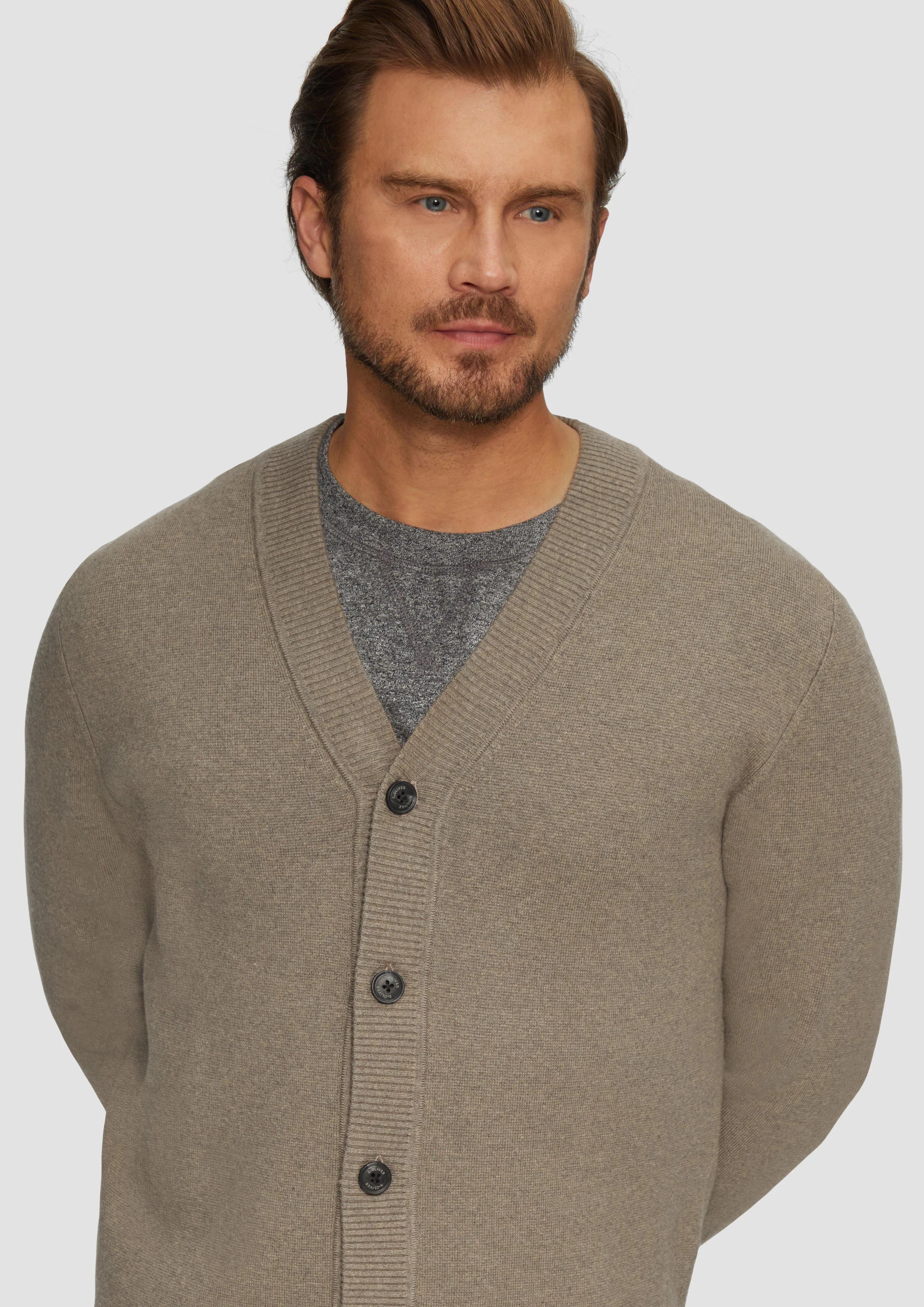 Textured cardigan in a wool blend