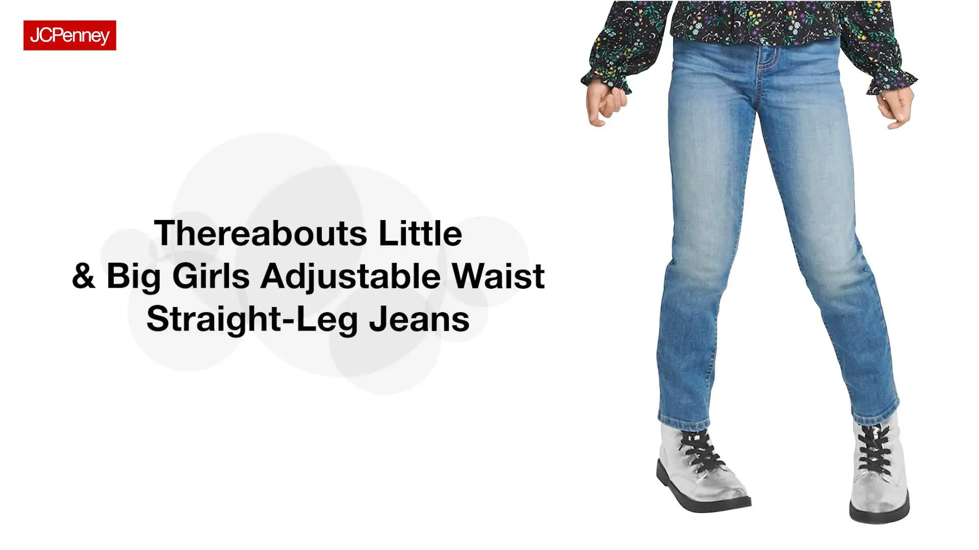 Thereabouts Little & Big Girls Adjustable Waist Stretch Fabric Straight Leg Jean