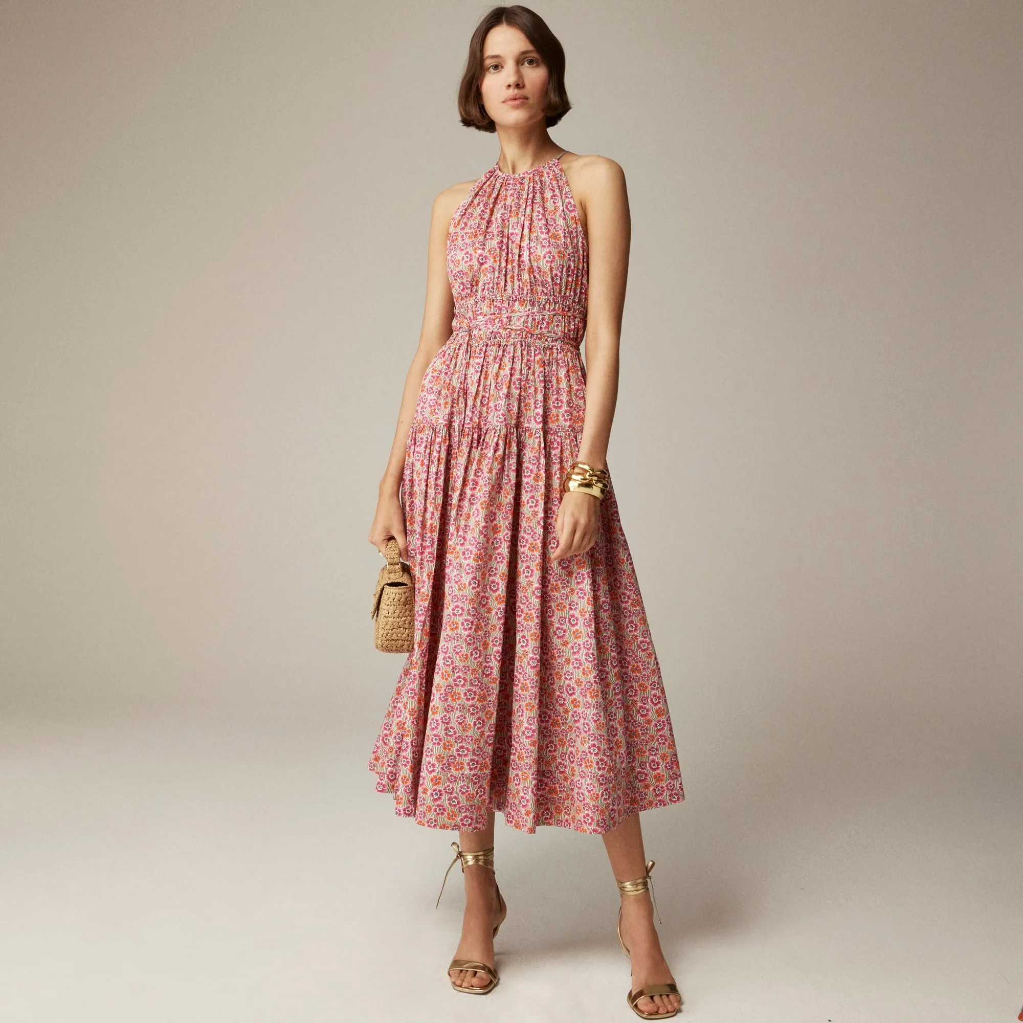 Tie-waist halter dress in Liberty® Ellie fabric