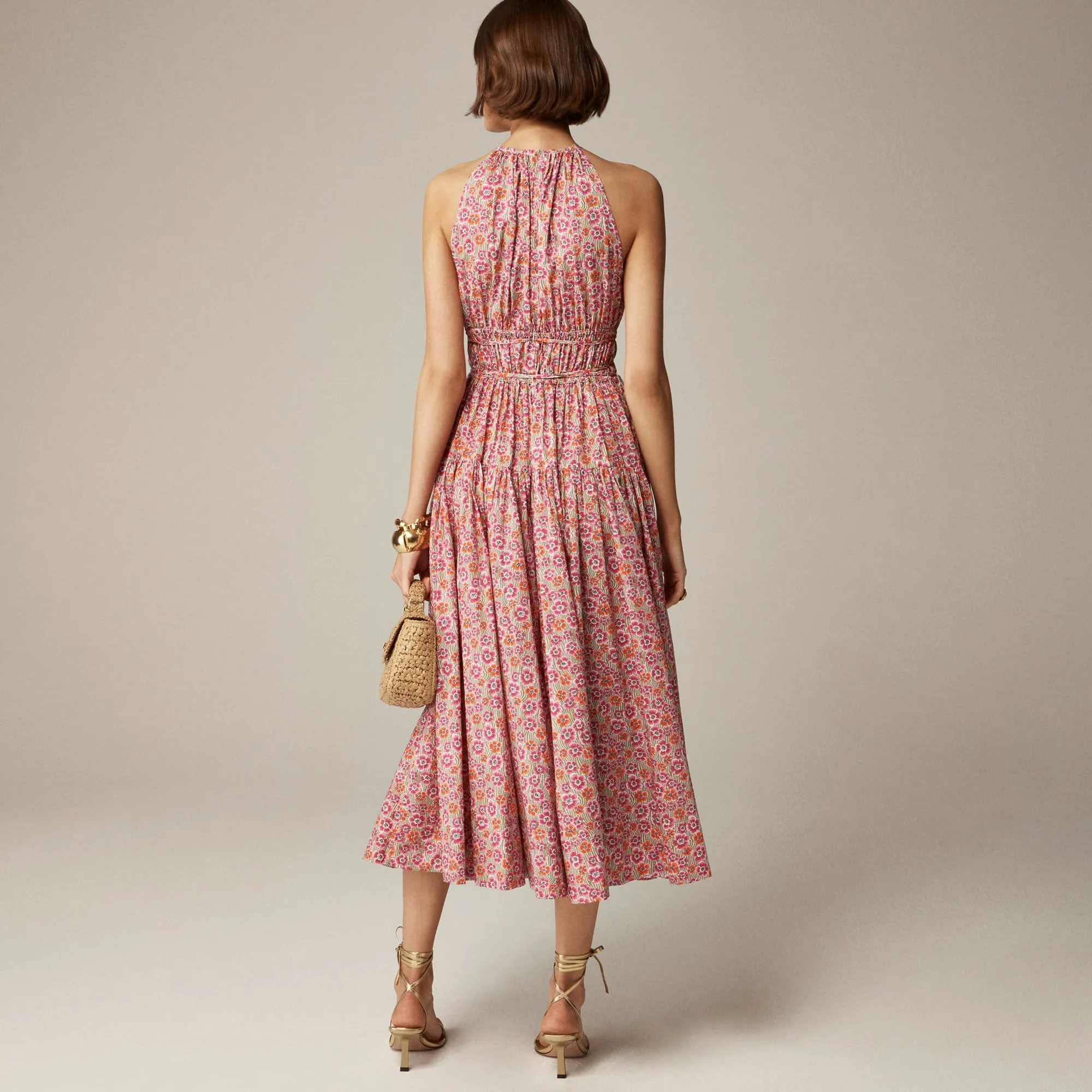 Tie-waist halter dress in Liberty® Ellie fabric