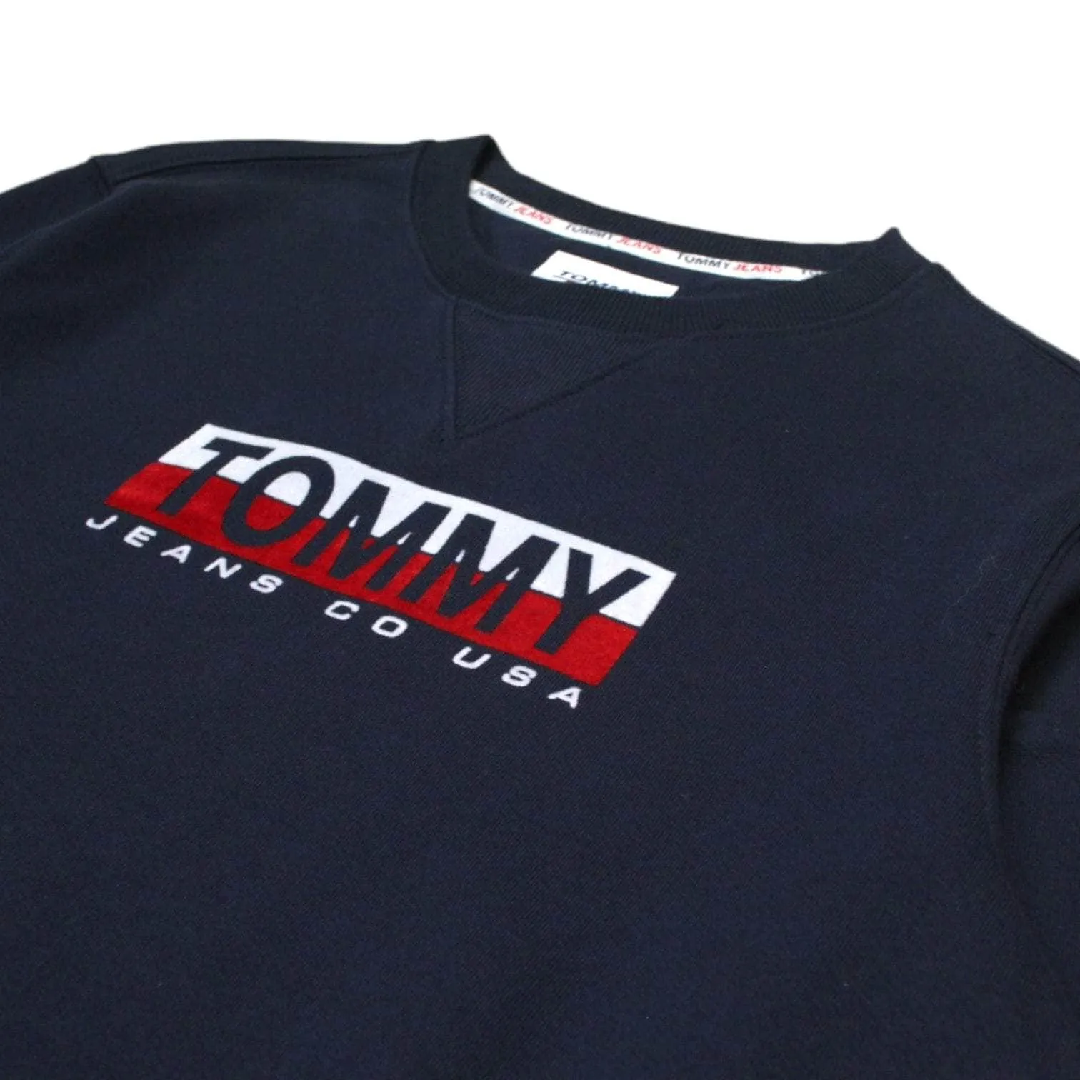 Tommy Jeans Navy Flock Logo Sweatshirt