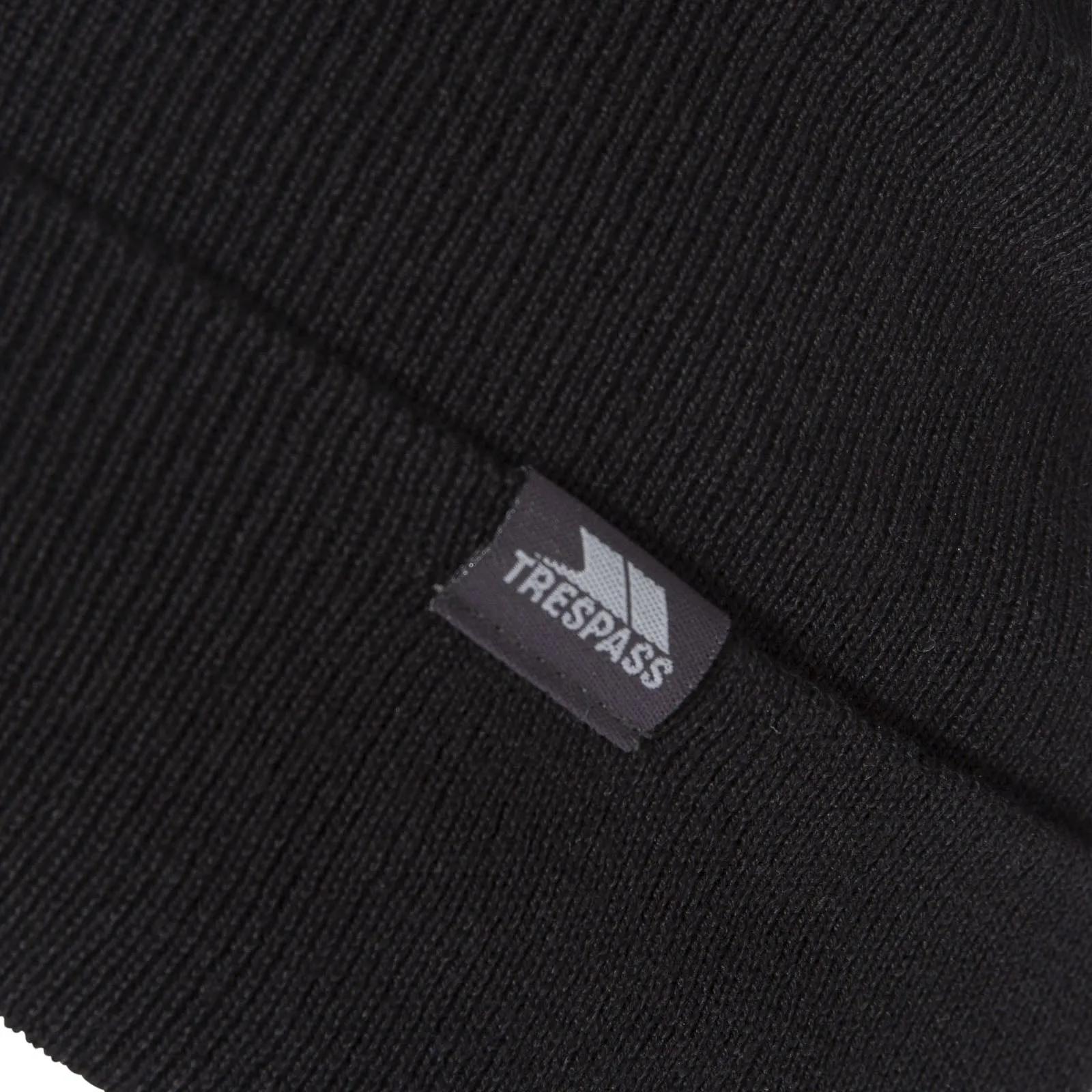 Trespass Stines Ribbed Knit Cuffed Beanie Hat - Black