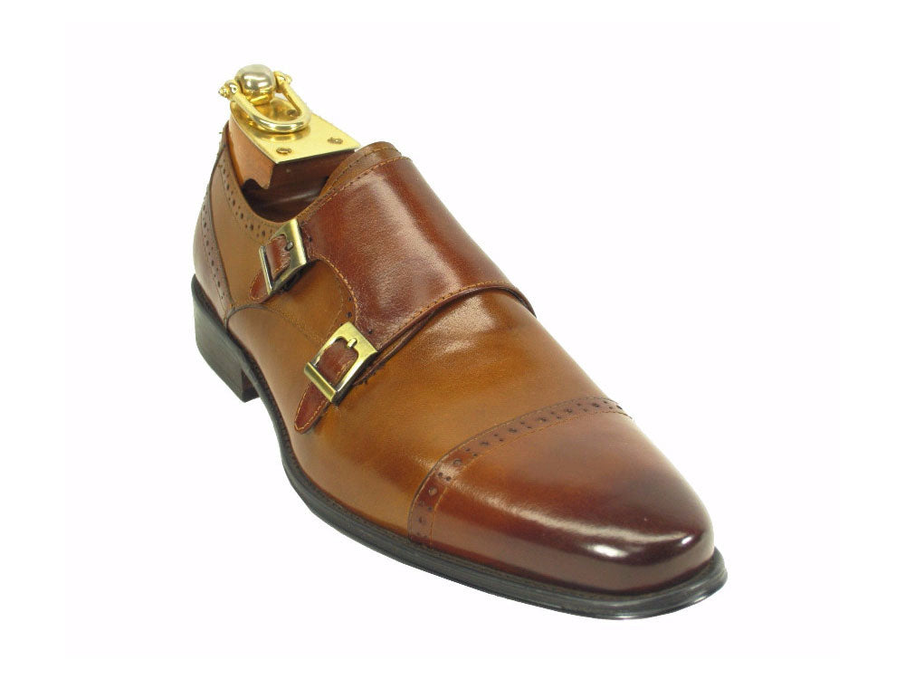 Two Tone Burnished Double Monk Strap Loafer