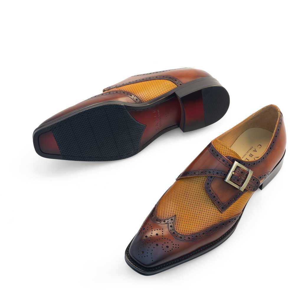 Two-Tone Wing Tip Monk Strap