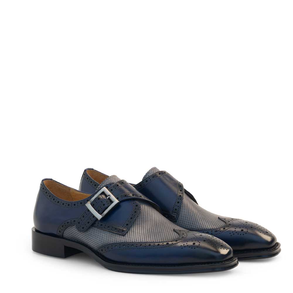 Two-Tone Wing Tip Monk Strap