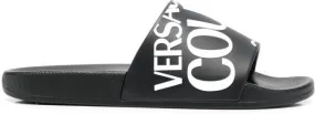 Versace Jeans Couture logo-print pool slides Black