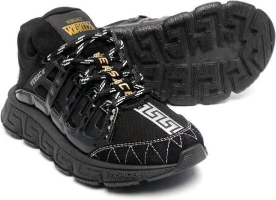 Versace Kids Greca lace-up sneakers Black