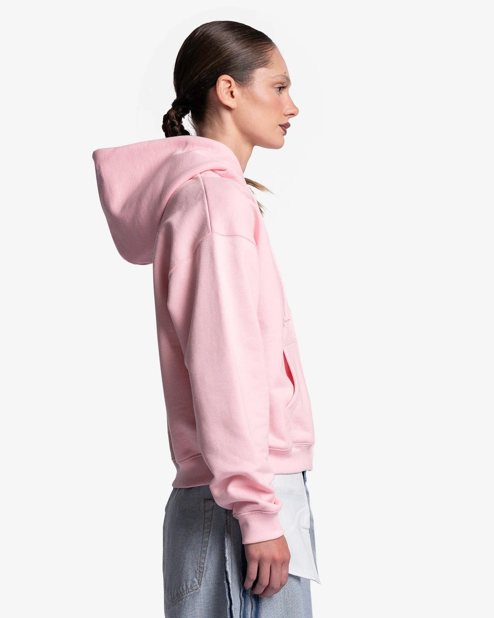 VETEMENTS Magic Unicorn Fitted Zip-Up Hoodie in Baby Pink