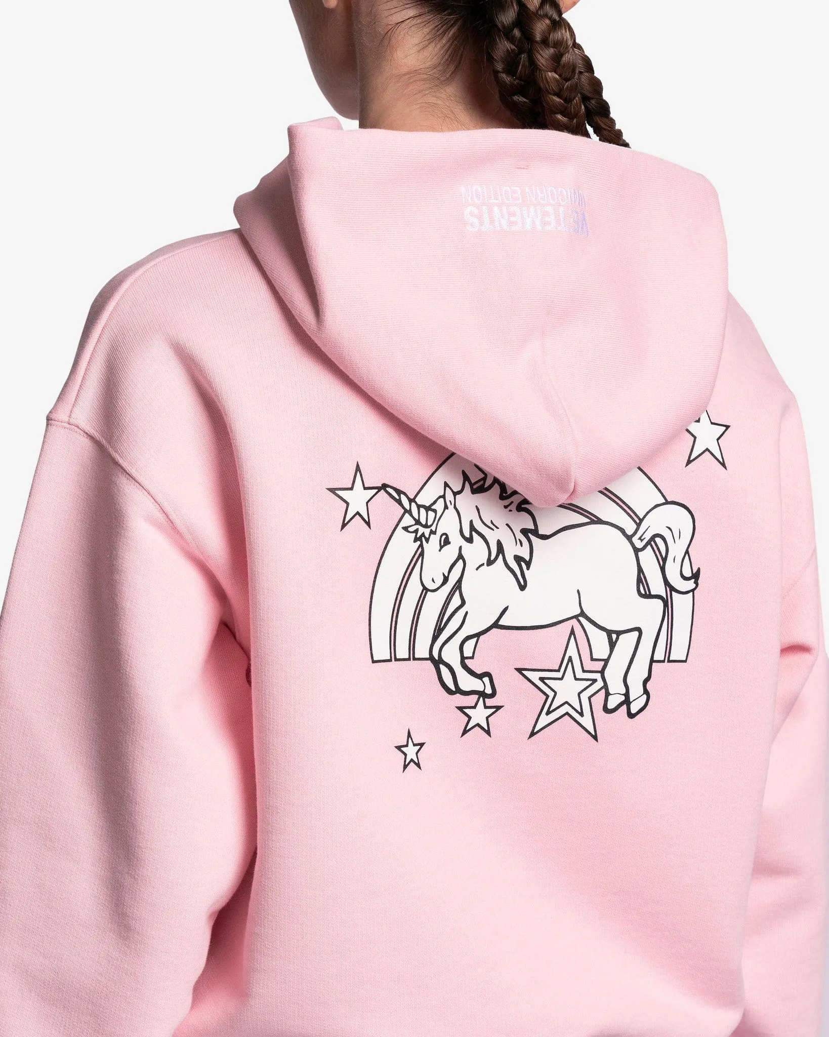 VETEMENTS Magic Unicorn Fitted Zip-Up Hoodie in Baby Pink