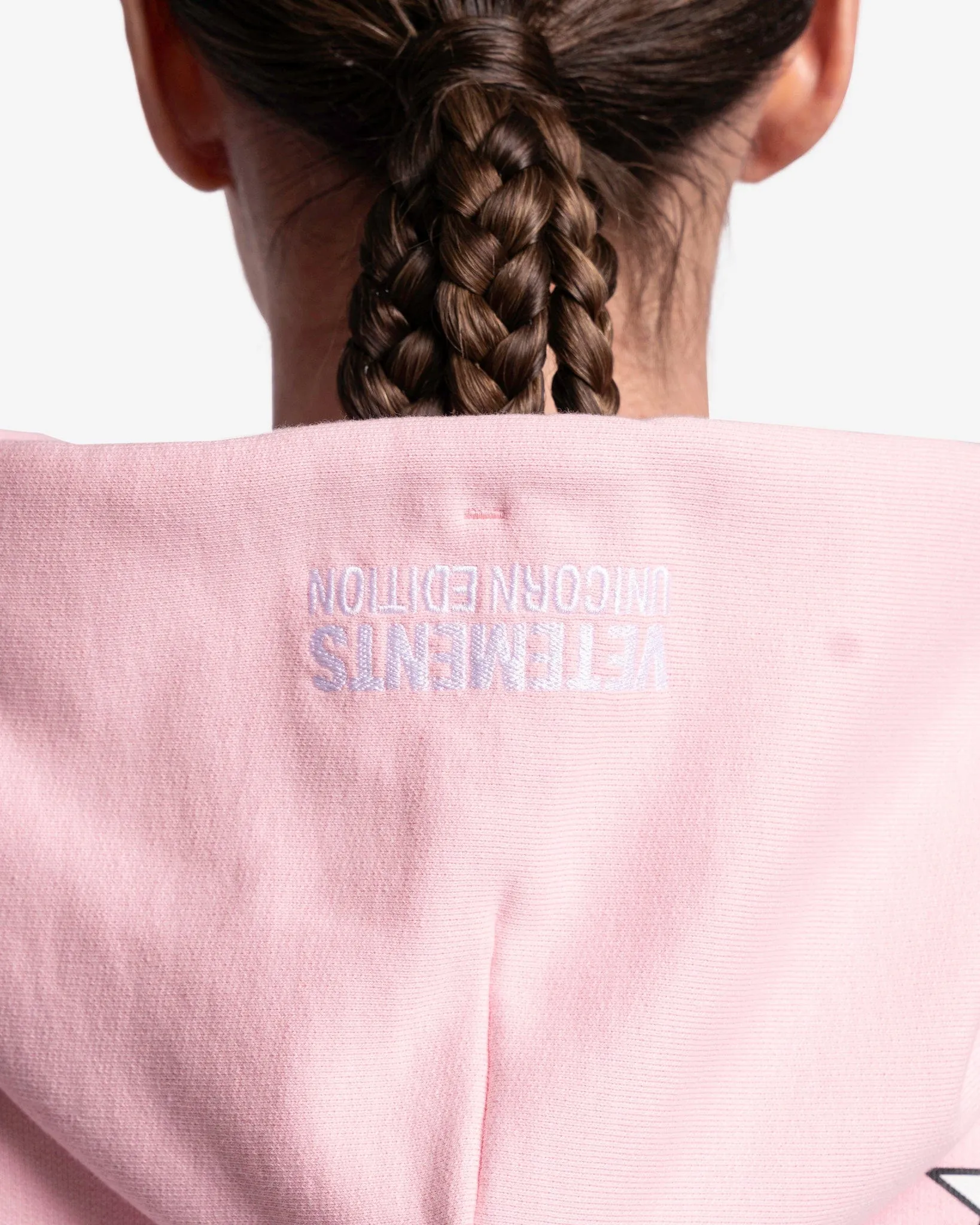 VETEMENTS Magic Unicorn Fitted Zip-Up Hoodie in Baby Pink