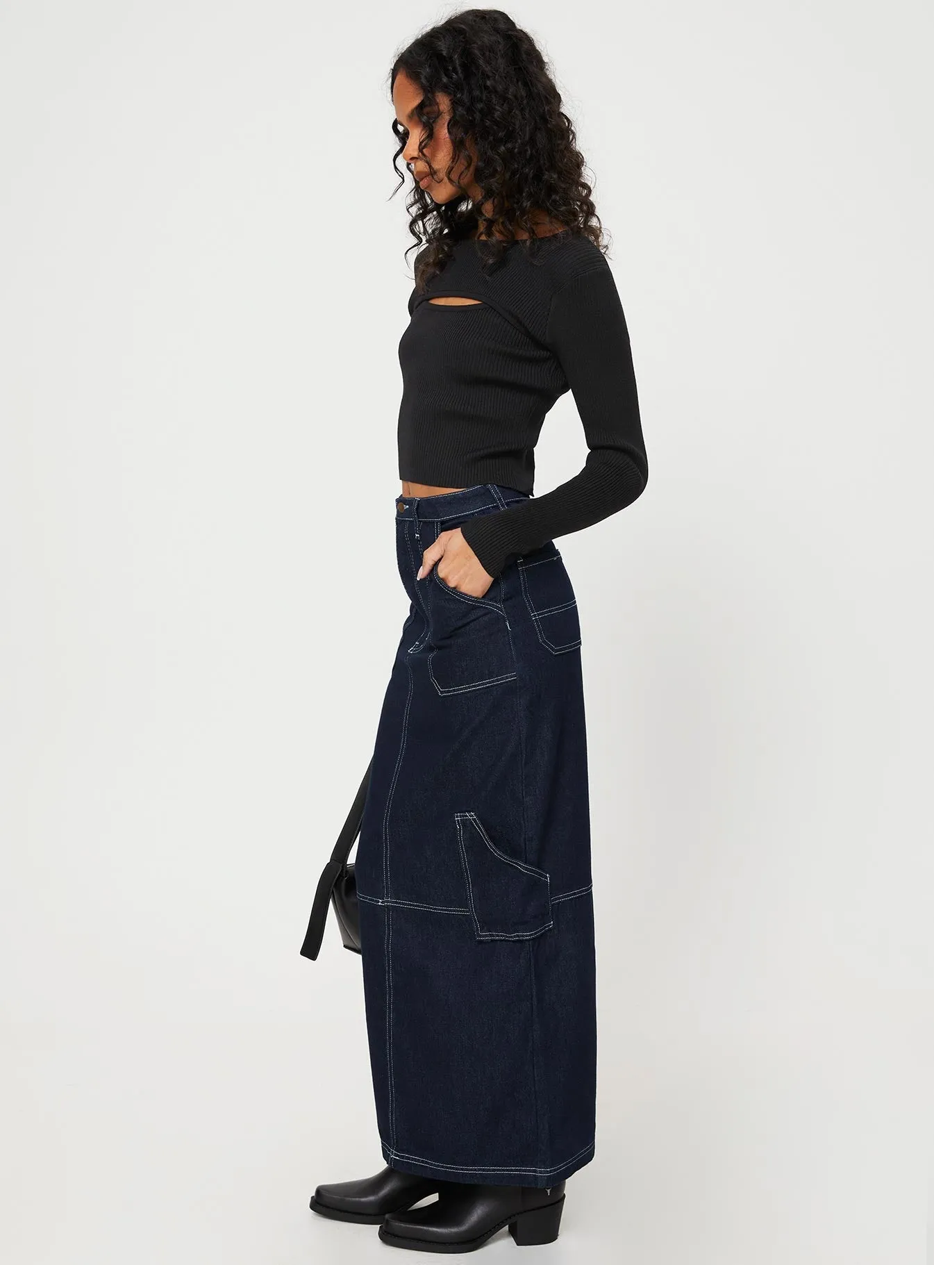 Vine Maxi Skirt Blue