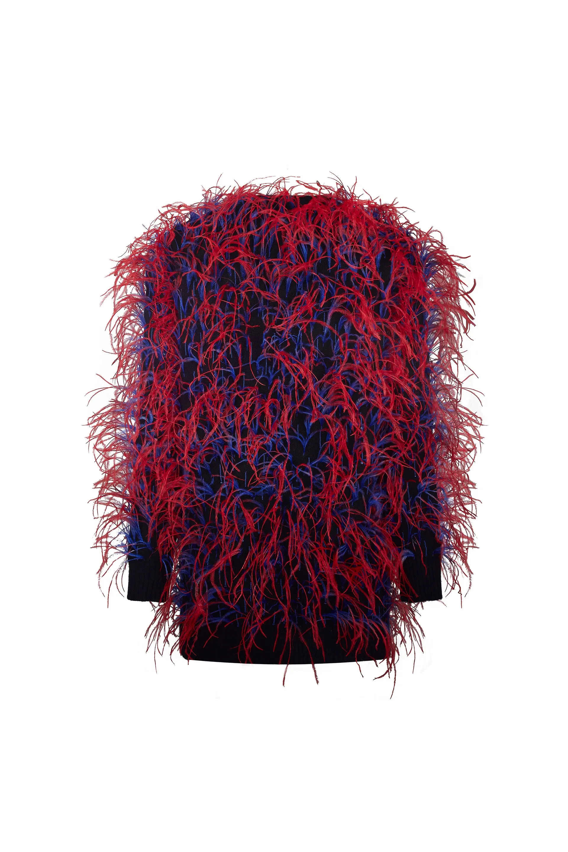 'WHAM BAM' RED FEATHERY CARDIGAN