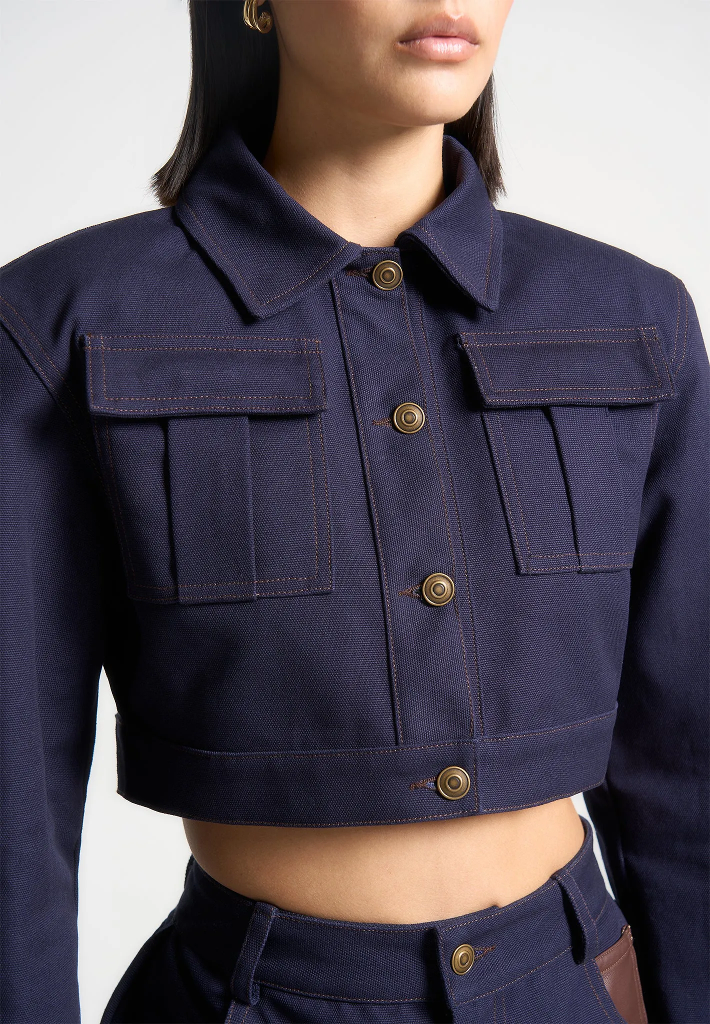 Wide Shoulder Drill Jacket - Indigo