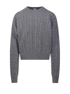 WOMAN LOEWE GREY WOOL SWEATER