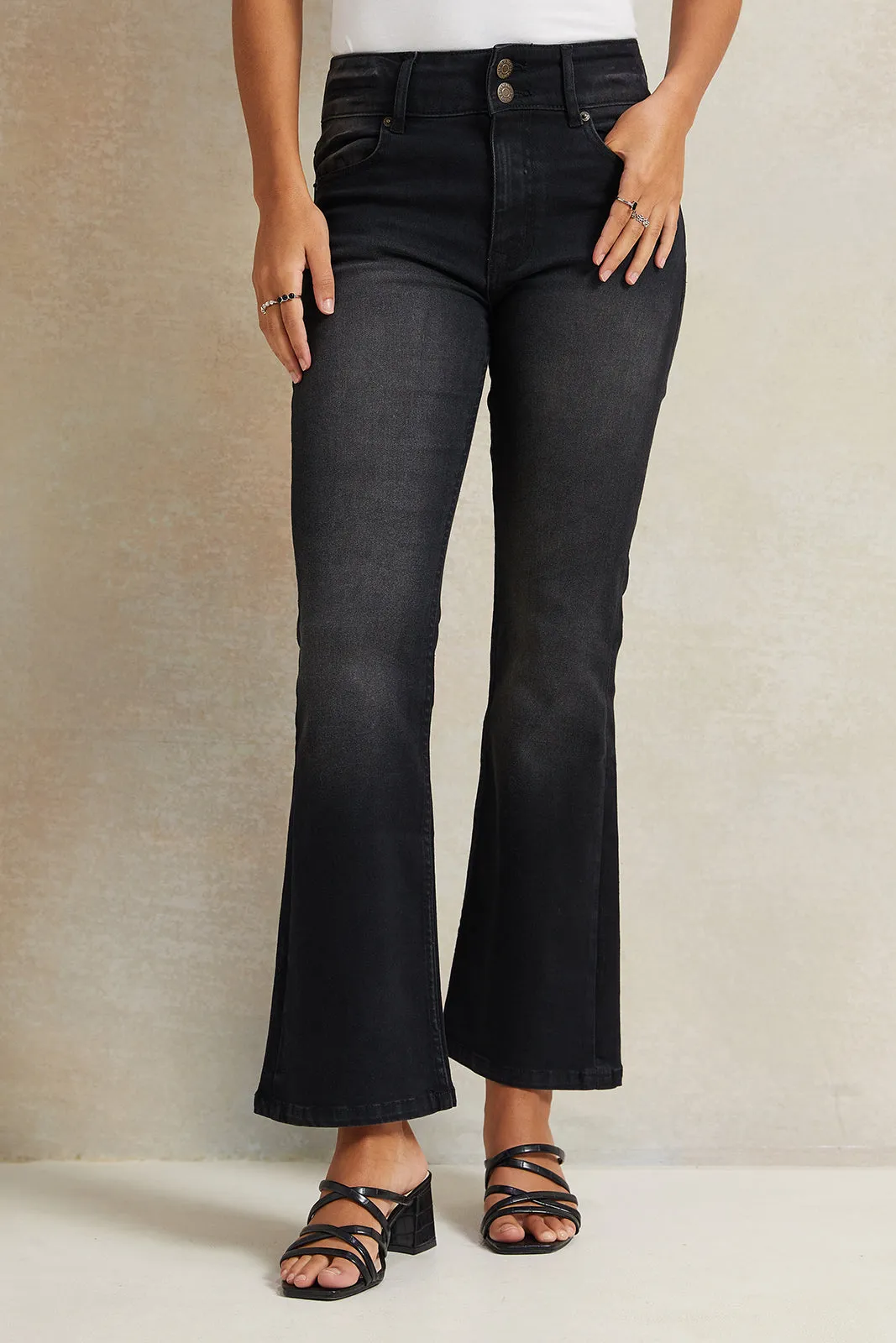 Women Black Flared Jeans