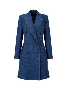 Women s Handkerchief Linen Double Coat Indigo 270290