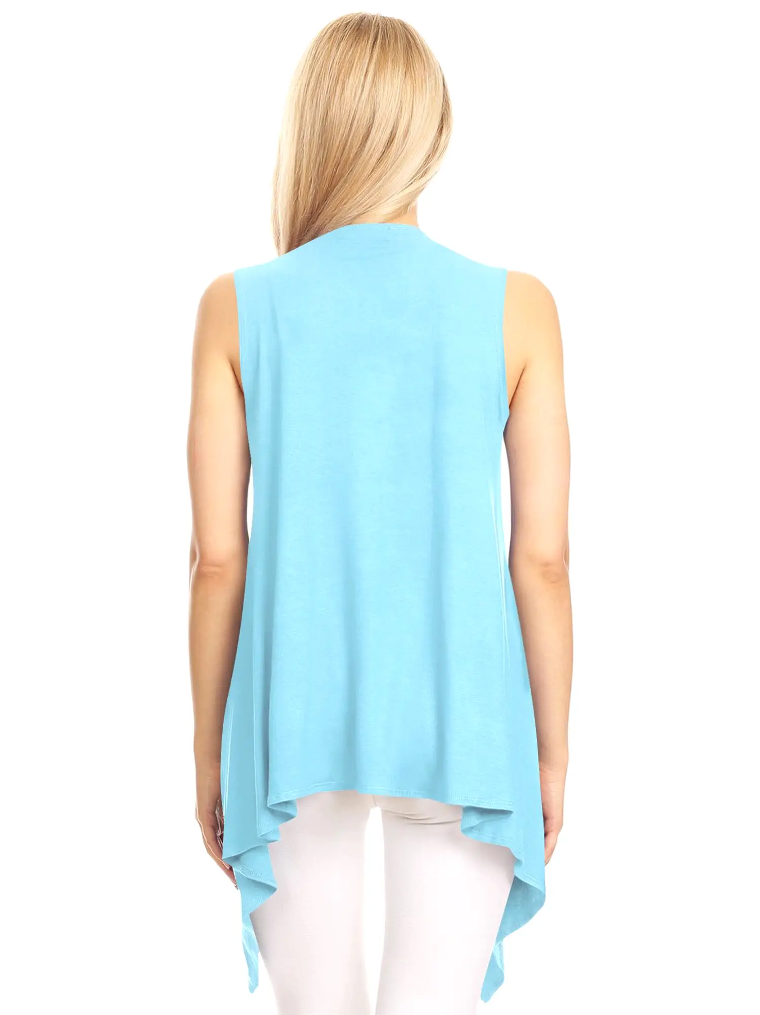 Women's Lightweight Sleeveless Solid Open Front Drape Vest Cardigan