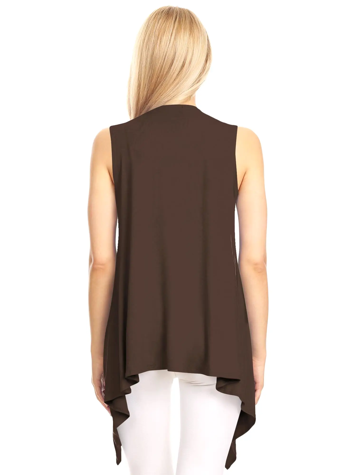 Women's Lightweight Sleeveless Solid Open Front Drape Vest Cardigan