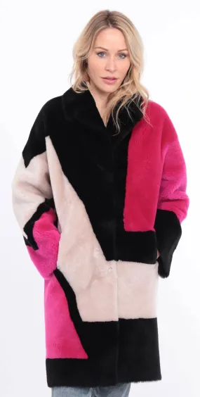 Women's multicolor grena sheepskin coat