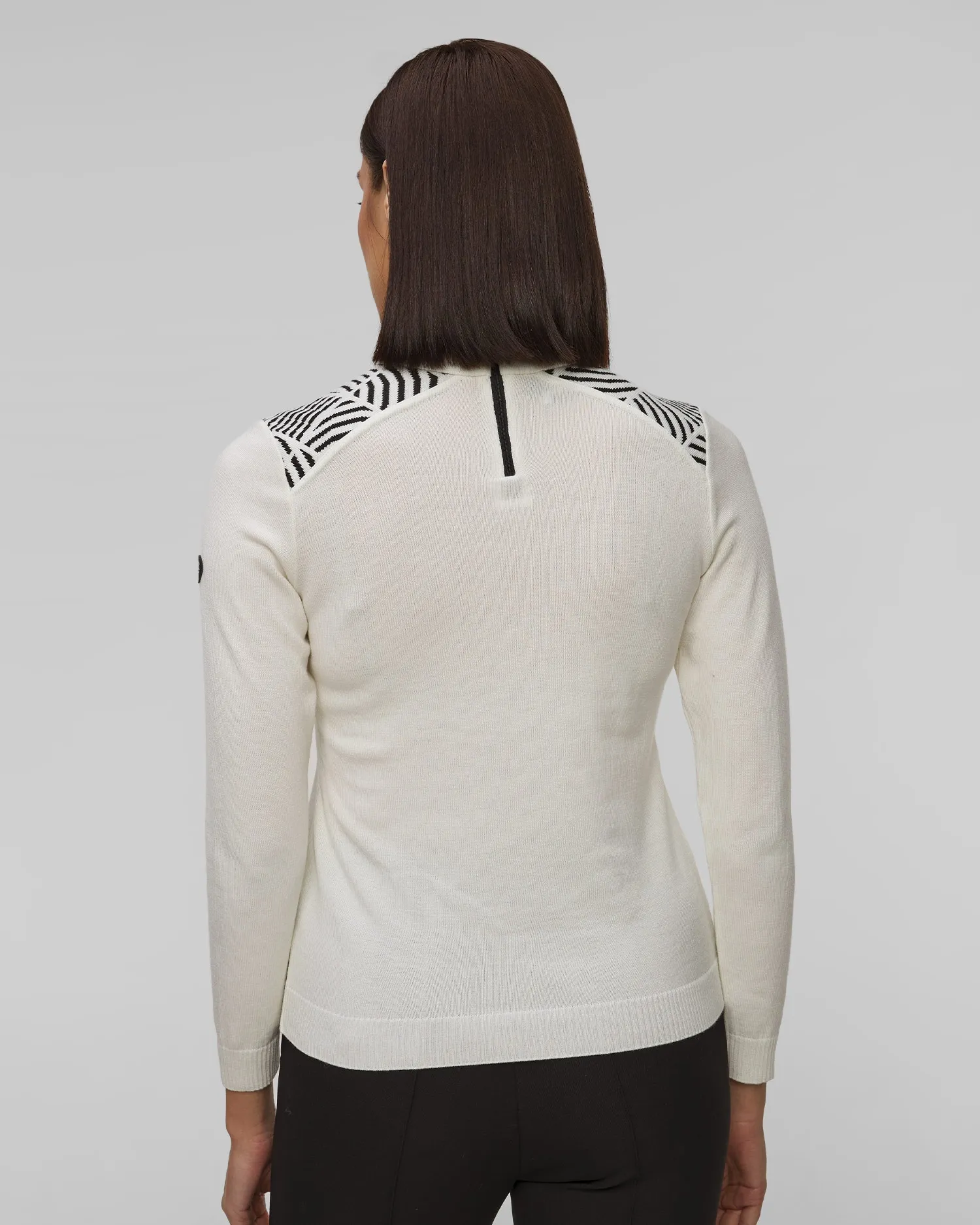 Women’s white ski sweater White Newland Fleur merino N46548-91