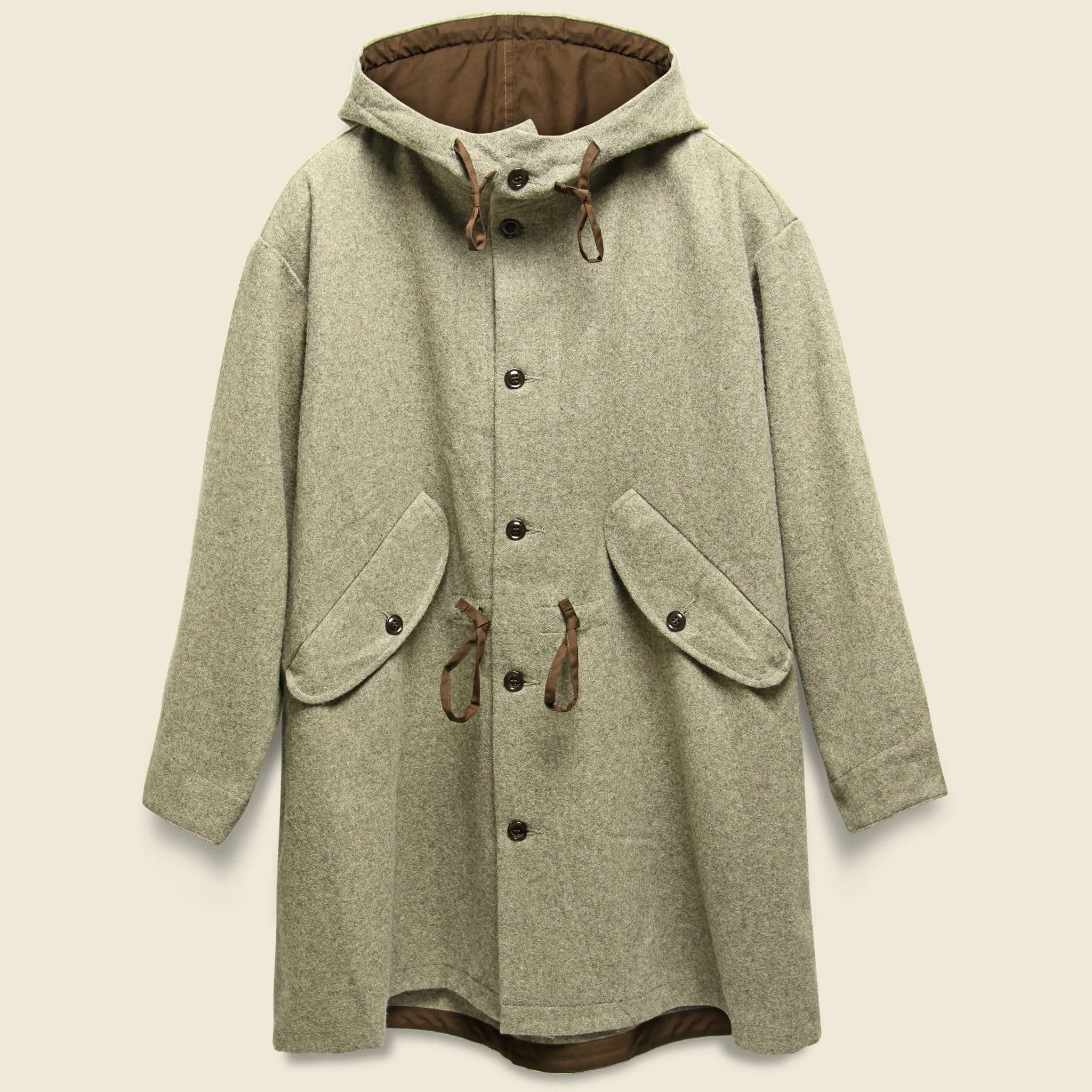 Wool Flannel Czech Coat - Dark Beige