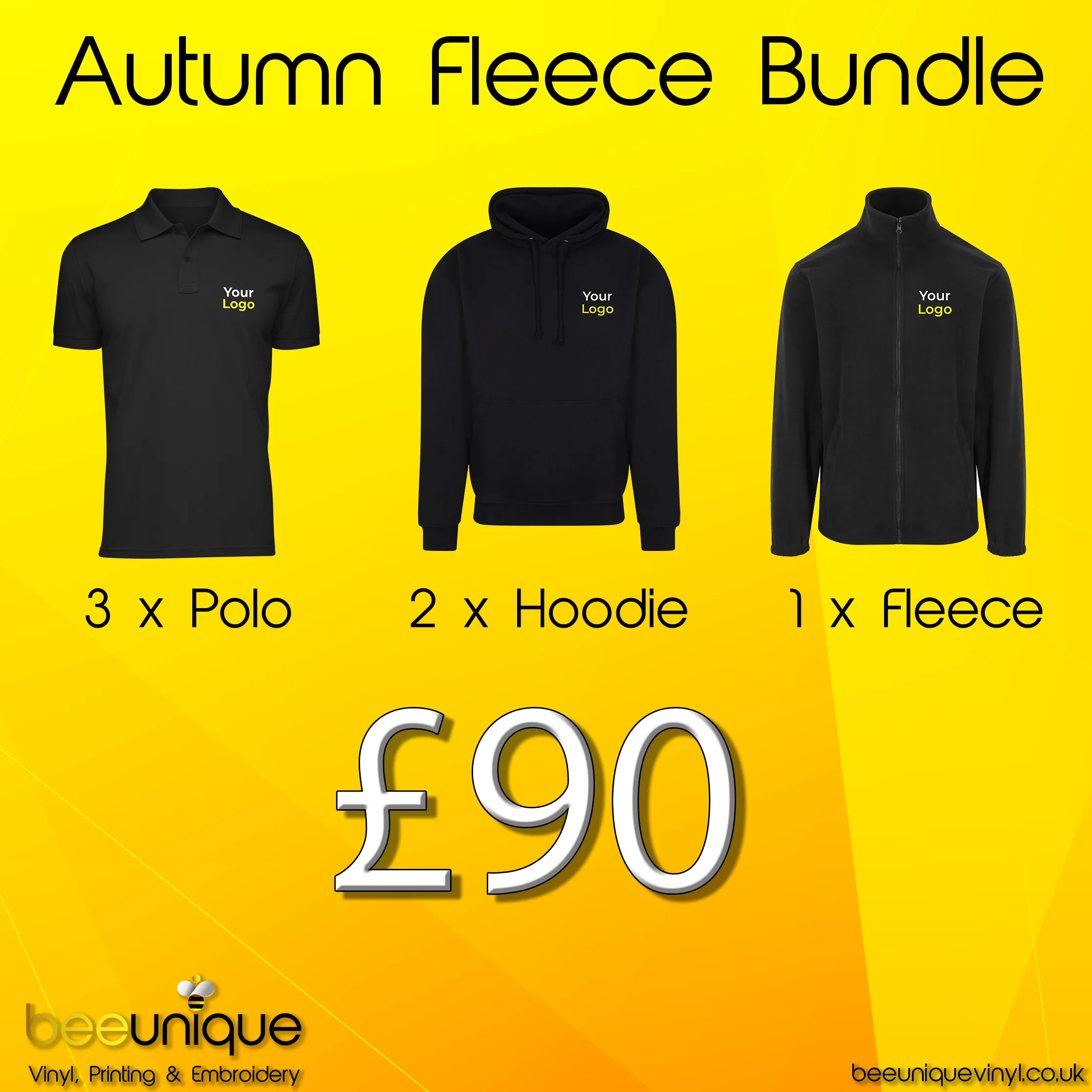 Workwear Bundle 35 | Bee Unique | Polos, Hoodies & Softshell